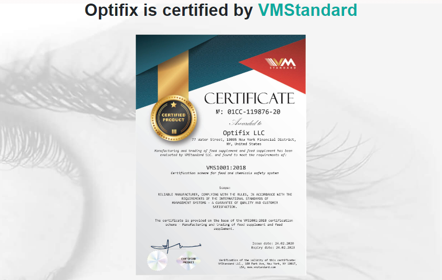 Optifix is certified by VMStandard