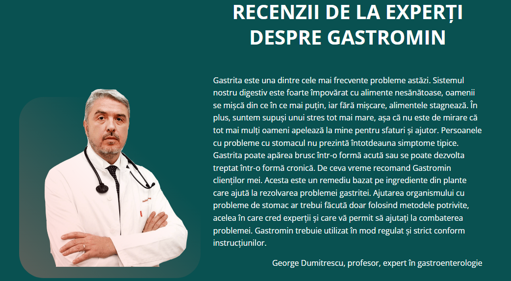 RECENZII DE LA EXPERȚI DESPRE GASTROMIN