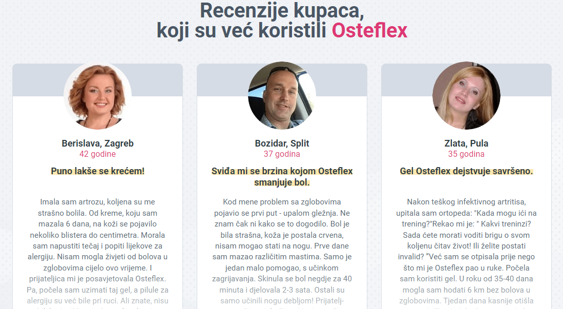 Recenzije kupaca, koji su već koristili Osteflex