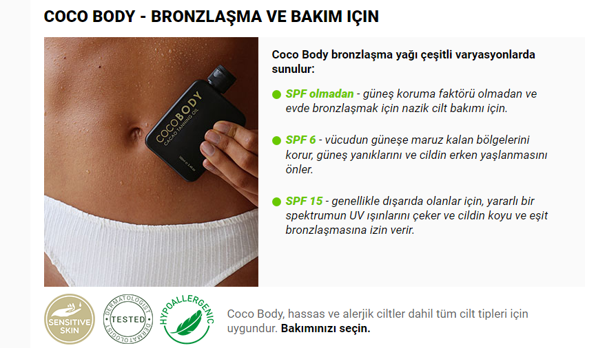 COCO BODY - Bronzlaşma Ve Bakim Için