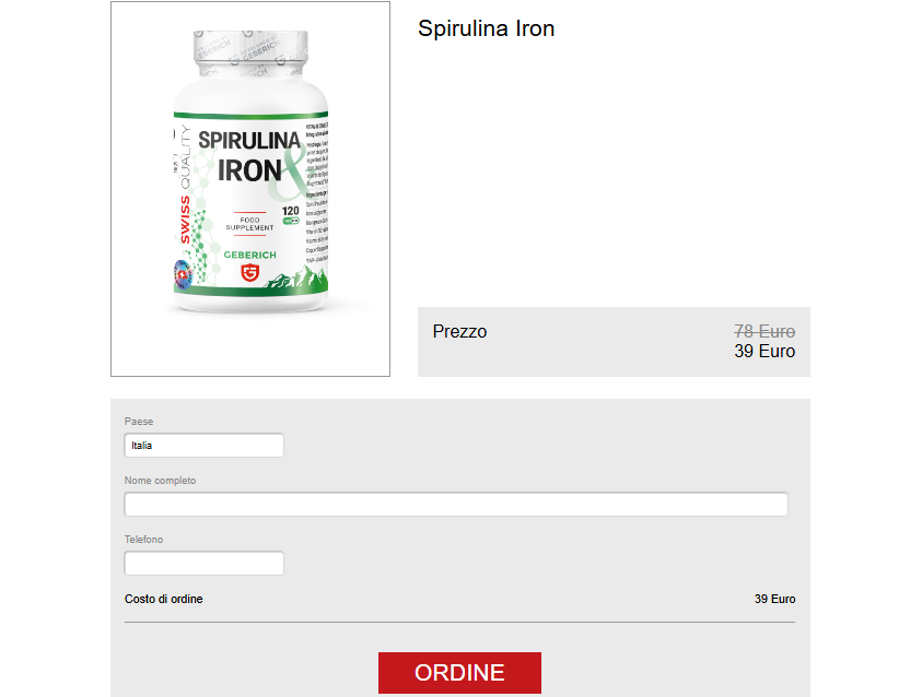 Spirulina Iron Ordine